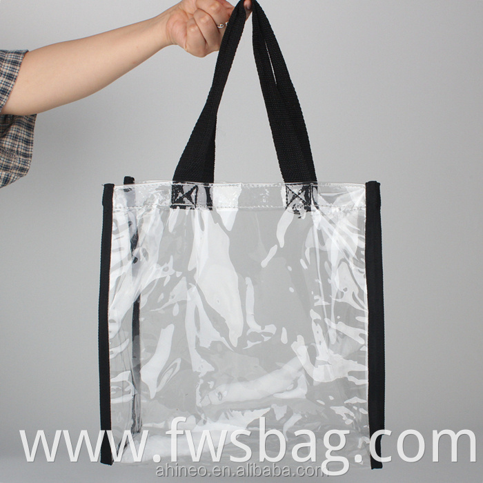 Simple Design Football Stadium Approved Large Square Clear Shopping PVC Tote Bag